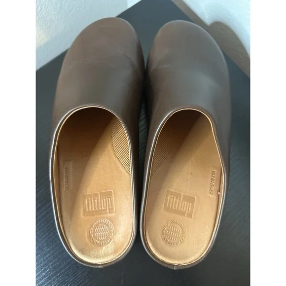 FITFLOP Shuv Womens Size US 9 Leather Clogs Mules Light Tan UK 7 EU 41 - Picture 5 of 7